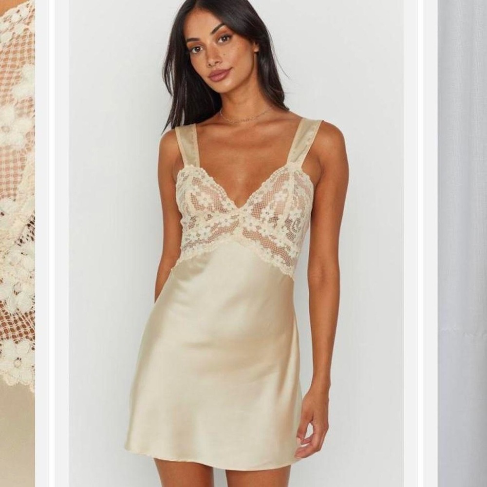 Elegant Cream Lace Slip Dress